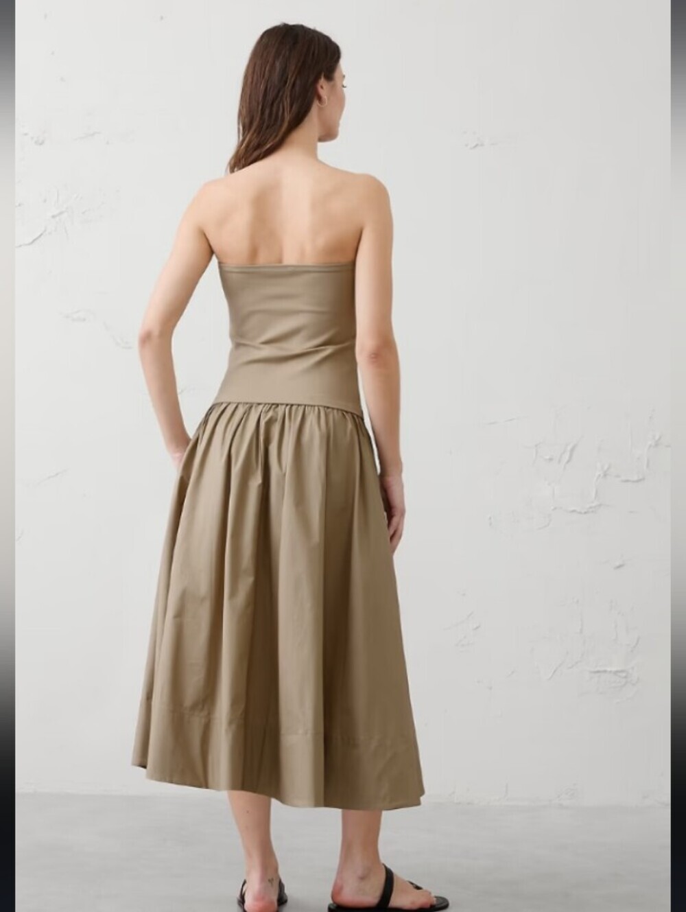 Zara Strapless Maxi Dress in Taupe Beige - Picture 4 of 6